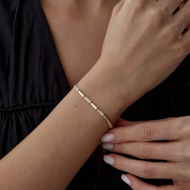 Altın Taş Detaylı Kemik Bileklik - Semih Haşhaş Kuyumculuk