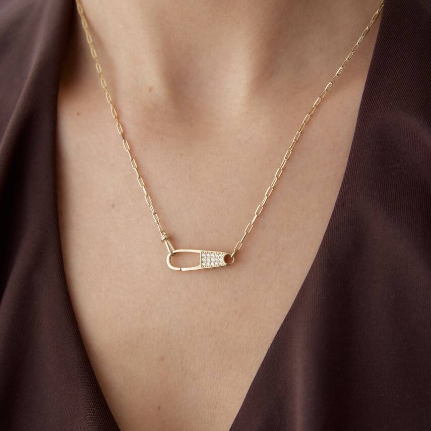 Altın Taşlı Ataş Kolye - 1