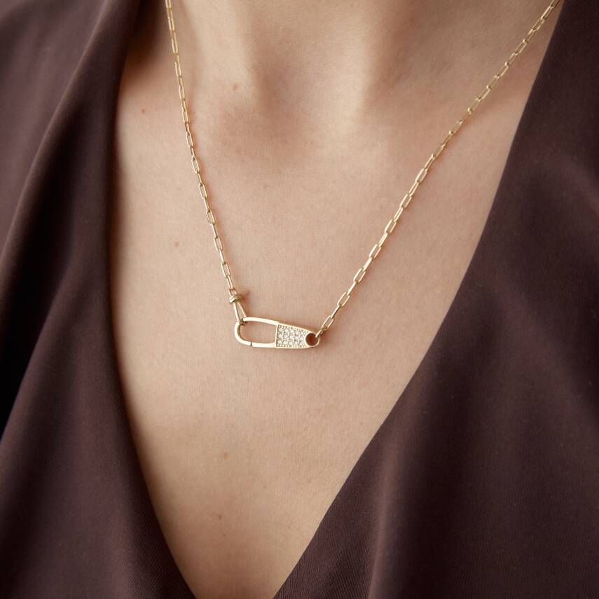 Altın Taşlı Ataş Kolye - 2