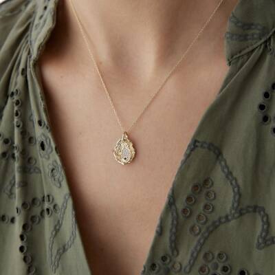 Altın Taşlı Saklı Balık Kolye - 2