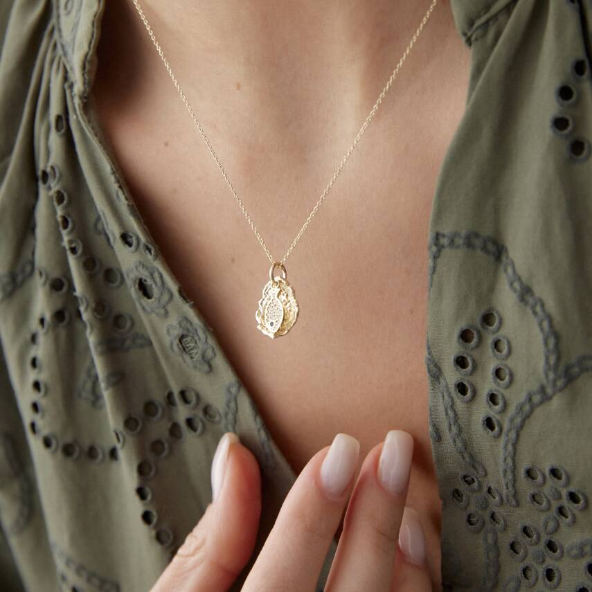 Altın Taşlı Saklı Balık Kolye - 3