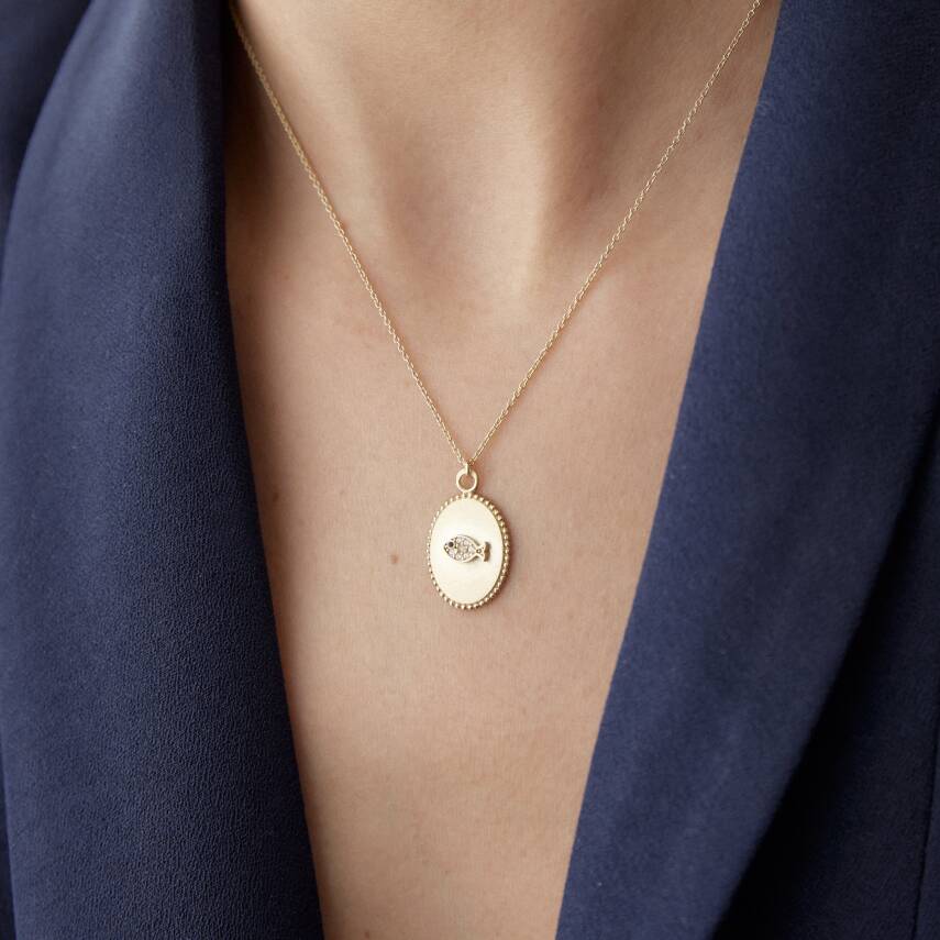 Altın Taşlı Balık Plaka Kolye - Semih Haşhaş Kuyumculuk (1)