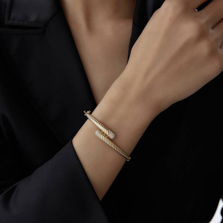 Altın Taşlı Burgu Tasarım Kelepçe - 3