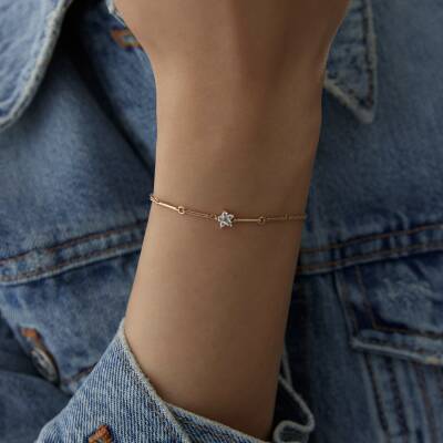 Altın Taşlı Çiçek Ataş Bileklik - 1