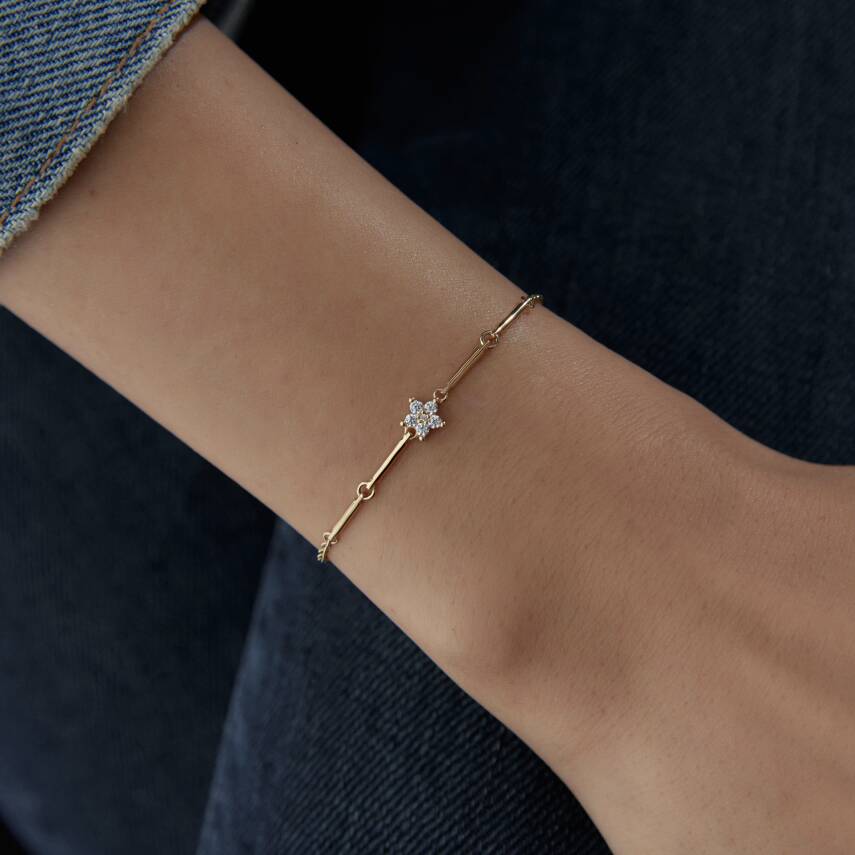 Altın Taşlı Çiçek Ataş Bileklik - Semih Haşhaş Kuyumculuk (1)