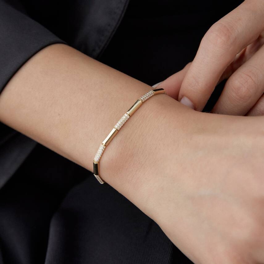 Altın Taşlı Çubuk Bileklik - Semih Haşhaş Kuyumculuk (1)