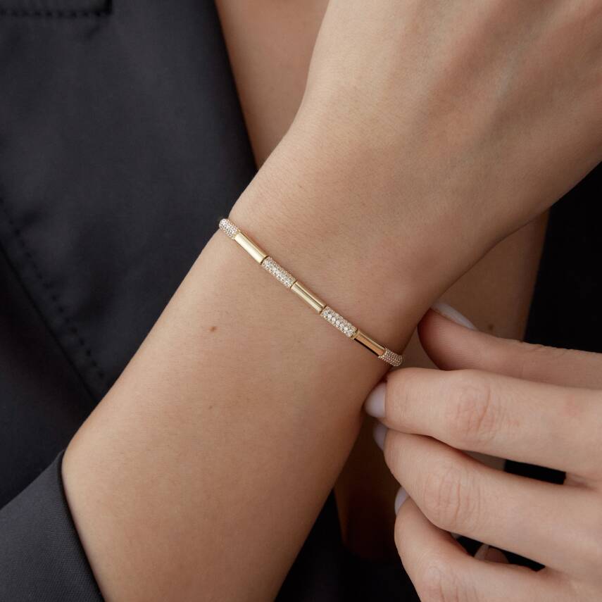 Altın Taşlı Çubuk Bileklik - Semih Haşhaş Kuyumculuk