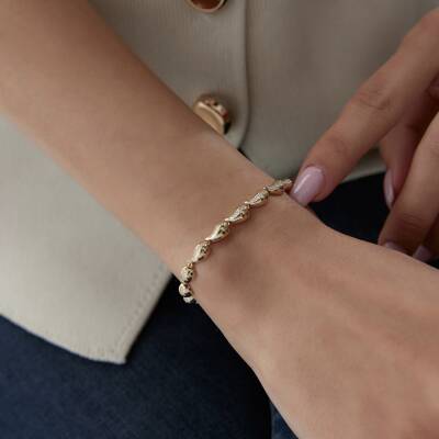 Altın Taşlı Damla Bileklik - 3