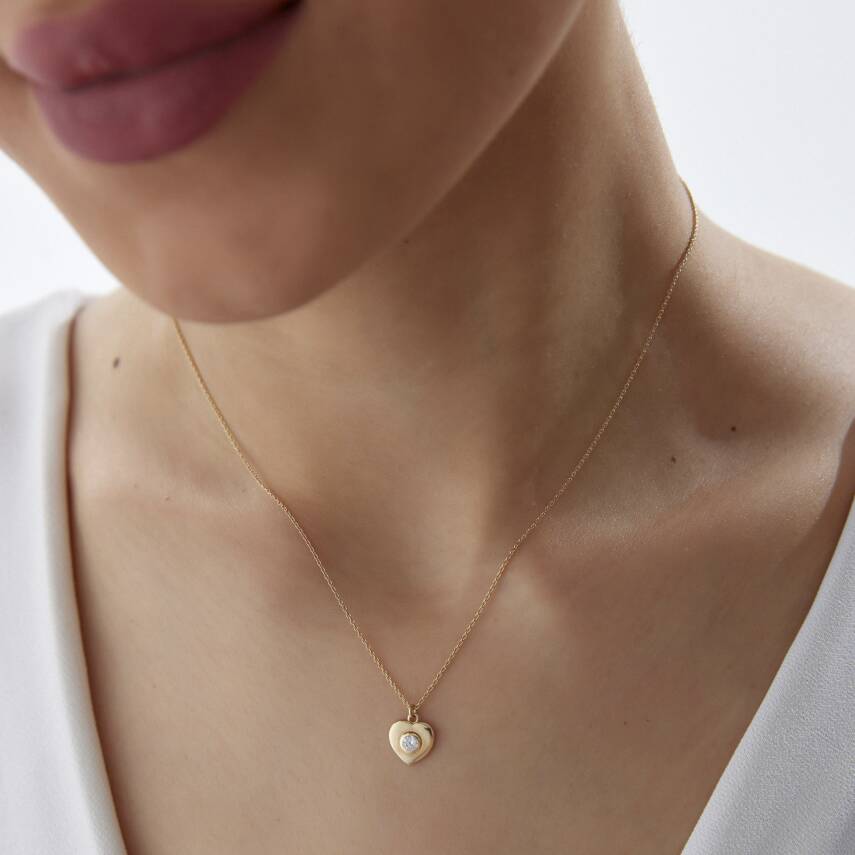 Altın Taşlı Kalp Kolye - Semih Haşhaş Kuyumculuk