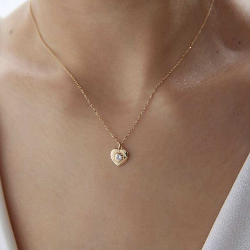 Altın Taşlı Kalp Kolye - Semih Haşhaş Kuyumculuk (1)