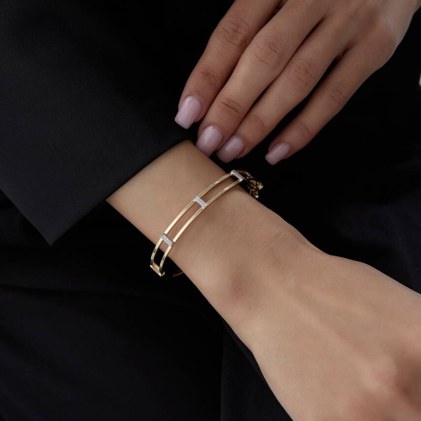 Altın Taşlı Kelepçe - Semih Haşhaş Kuyumculuk