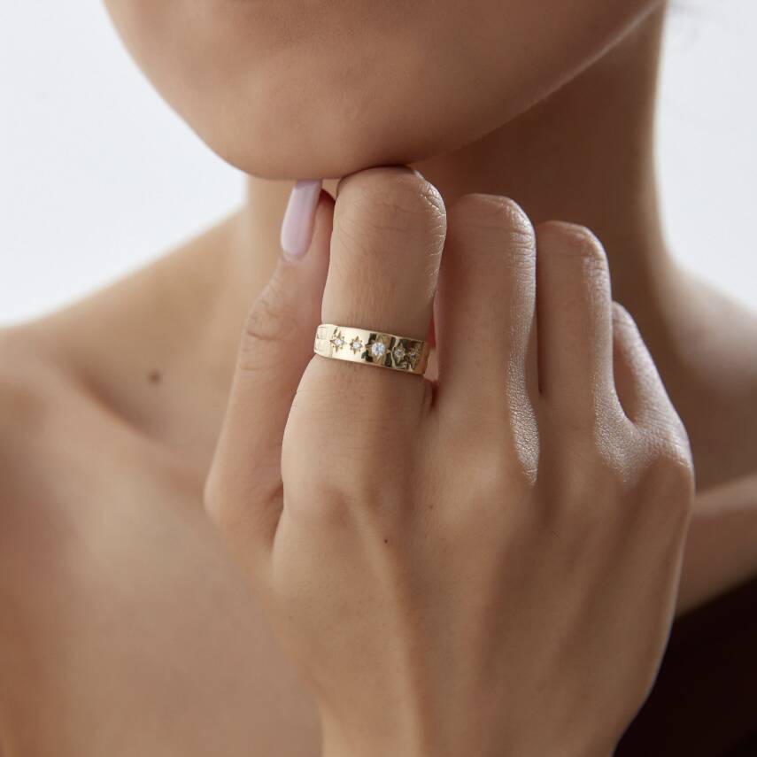 Altın Taşlı Kutup Yıldızı Yüzük - 2