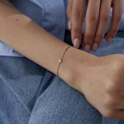 Altın Taşlı Mini Yıldız Bileklik - 3