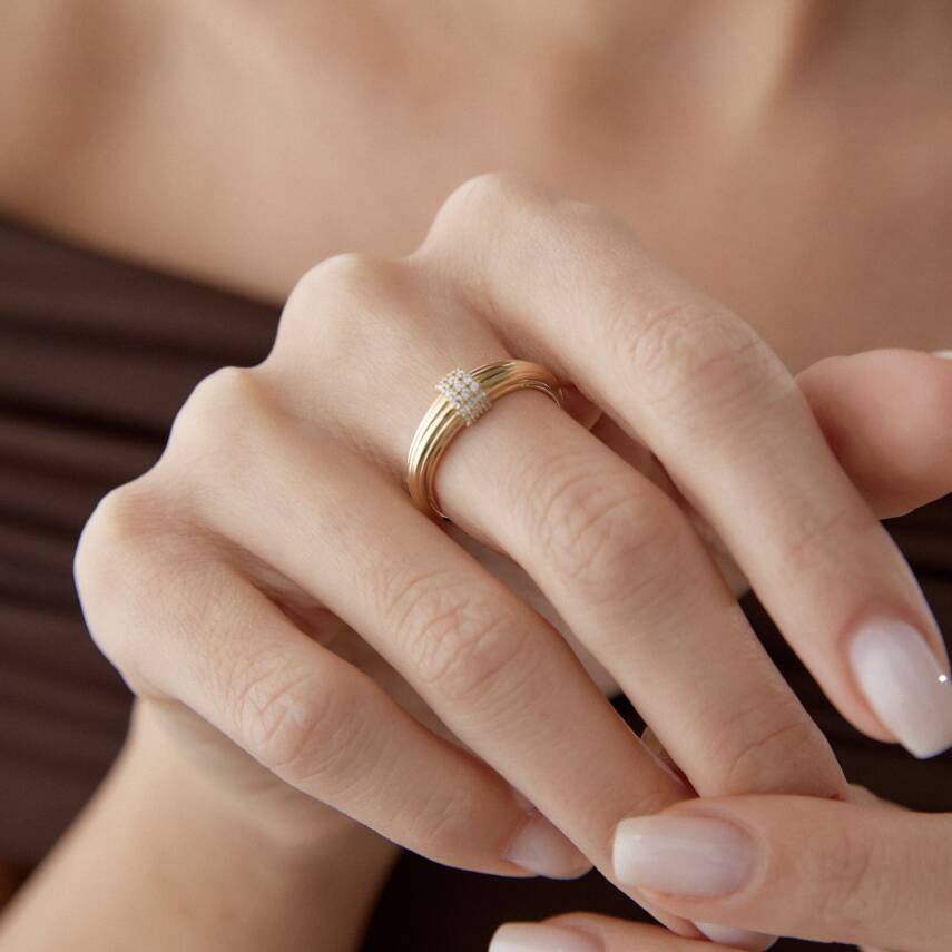 Altın Taşlı Minimal Boğum Yüzük - Semih Haşhaş Kuyumculuk (1)