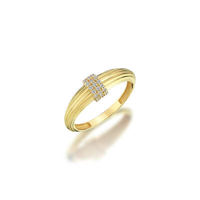 Altın Taşlı Minimal Boğum Yüzük - 3