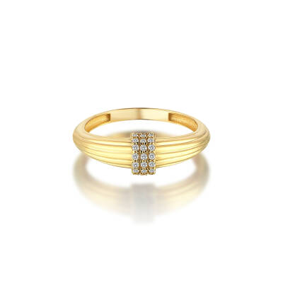 Altın Taşlı Minimal Boğum Yüzük - 4