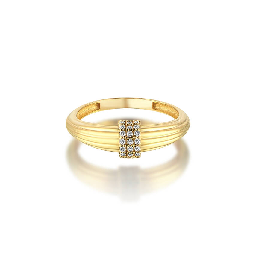 Altın Taşlı Minimal Boğum Yüzük - 4