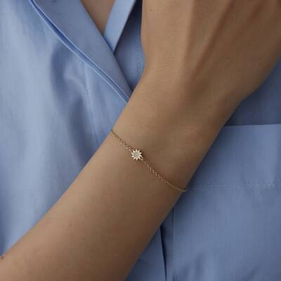 Altın Taşlı Minimal Güneş Bileklik - 1