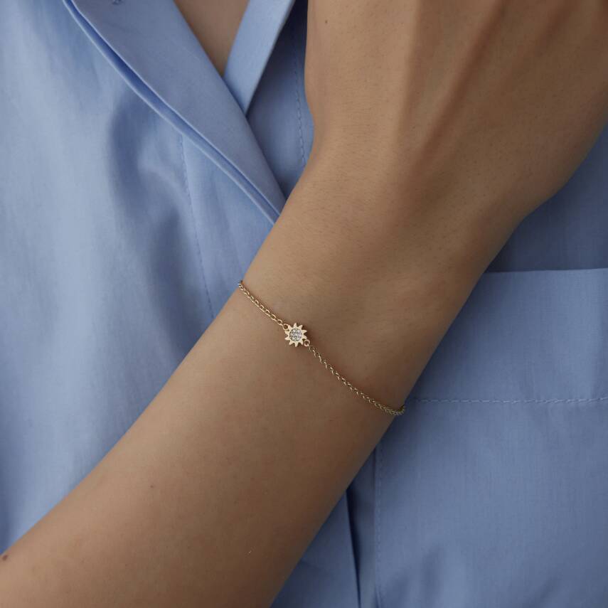 Altın Taşlı Minimal Güneş Bileklik - Semih Haşhaş Kuyumculuk