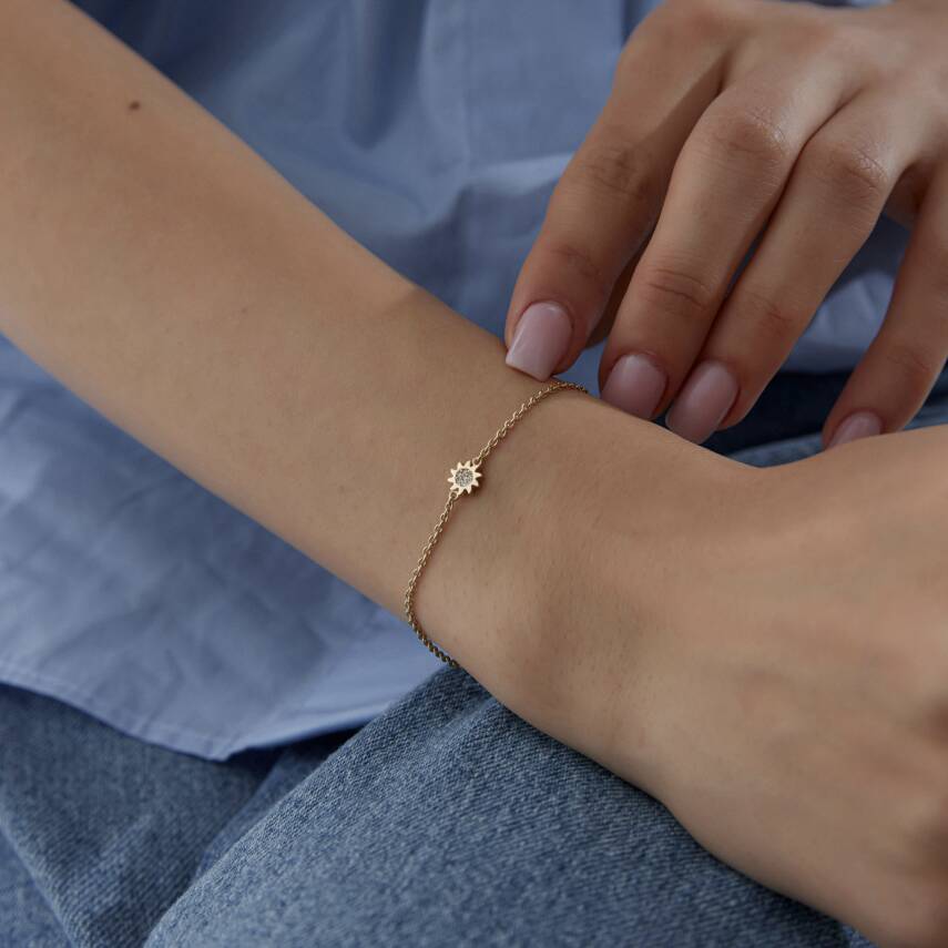 Altın Taşlı Minimal Güneş Bileklik - Semih Haşhaş Kuyumculuk (1)