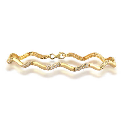 Altın Taşlı Zikzak Bileklik - 5