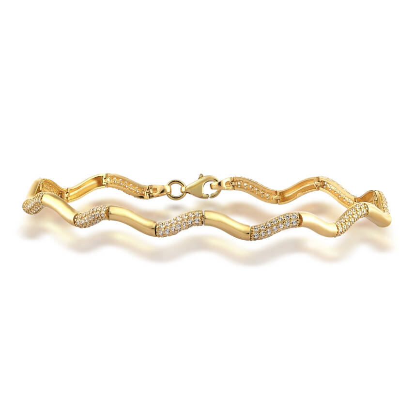 Altın Taşlı Zikzak Bileklik - 5