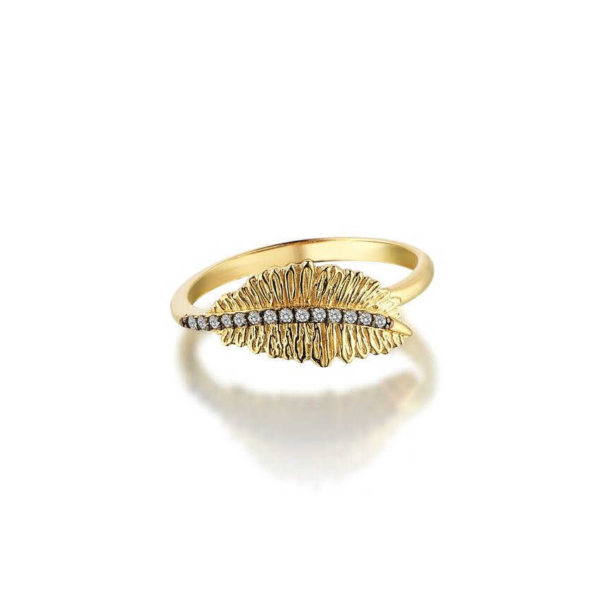 Altın Taşlı Tüy Yüzük - Semih Haşhaş Kuyumculuk (1)