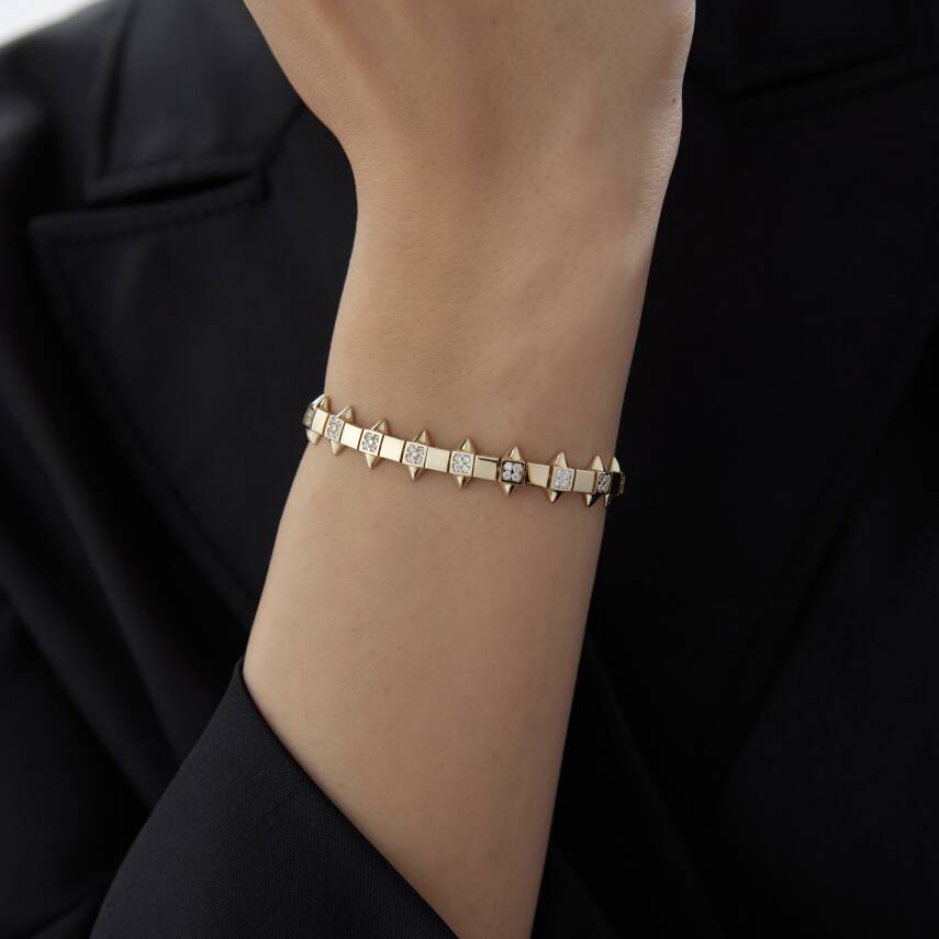 Altın Taşlı Üçgen Bileklik - Semih Haşhaş Kuyumculuk