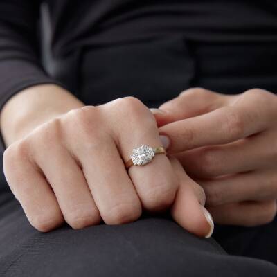 Altın Taşlı Vintage Yüzük - 2