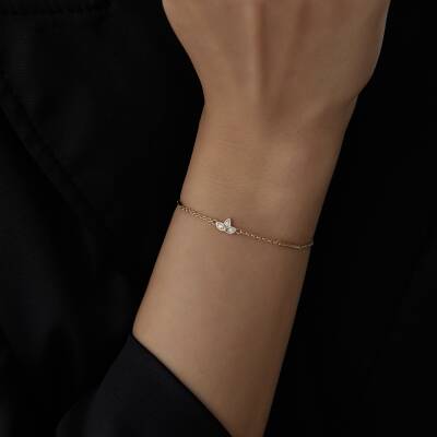 Altın Taşlı Lotus Bileklik - 1