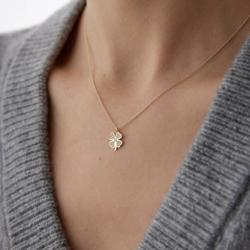 Altın Taşlı Yonca Kolye - Semih Haşhaş Kuyumculuk