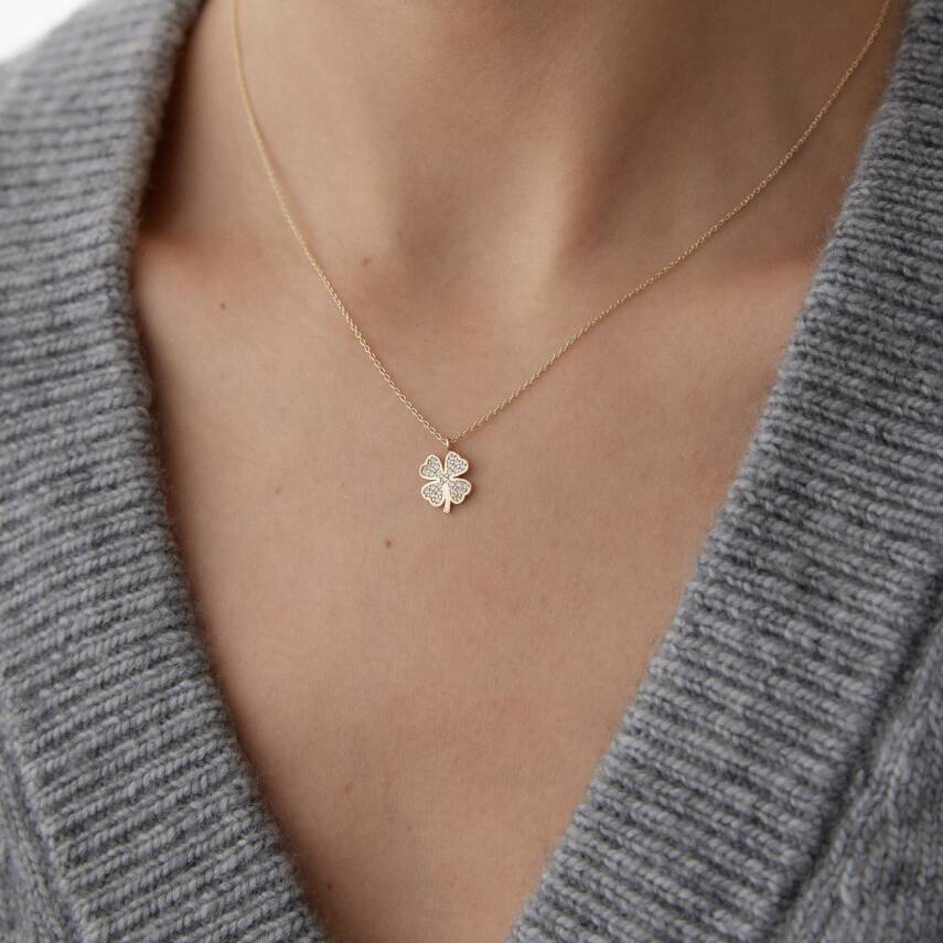 Altın Taşlı Yonca Kolye - Semih Haşhaş Kuyumculuk (1)