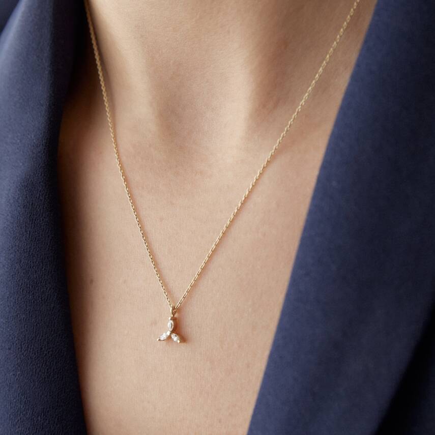 Altın Taşlı Yunus Kuyruğu Kolye - Semih Haşhaş Kuyumculuk (1)