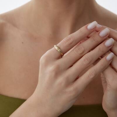 Altın Taşsız Minimal Boğum Yüzük - 1