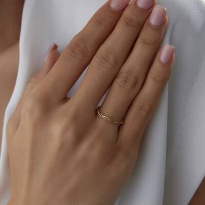 Altın Taşsız Örgü Yüzük - 3