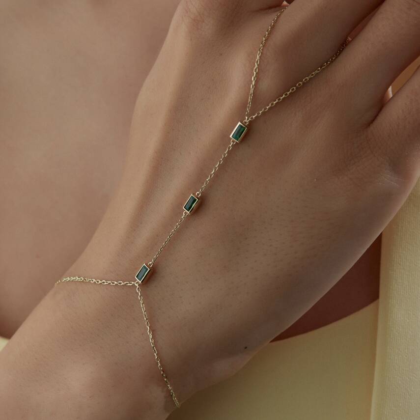 Altın Üçlü Yeşil Baget Taşlı Şahmeran - Semih Haşhaş Kuyumculuk (1)