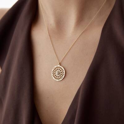 Altın Vintage Güneş Kolye - 1