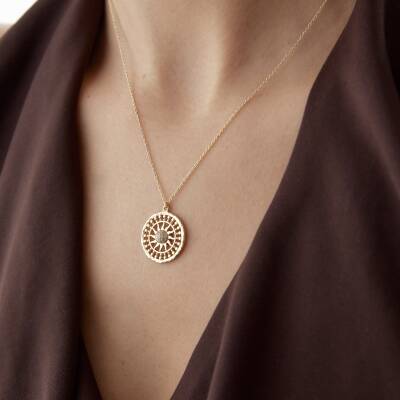 Altın Vintage Güneş Kolye - 2