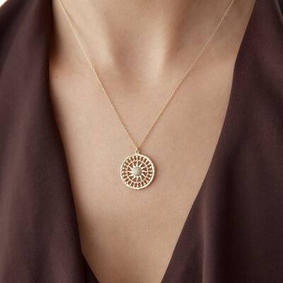 Altın Vintage Güneş Kolye - 3