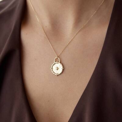 Altın Vintage Kilit Kolye - 1