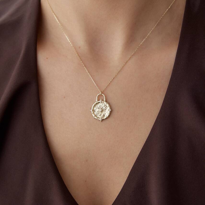 Altın Vintage Kilit Kolye - 2