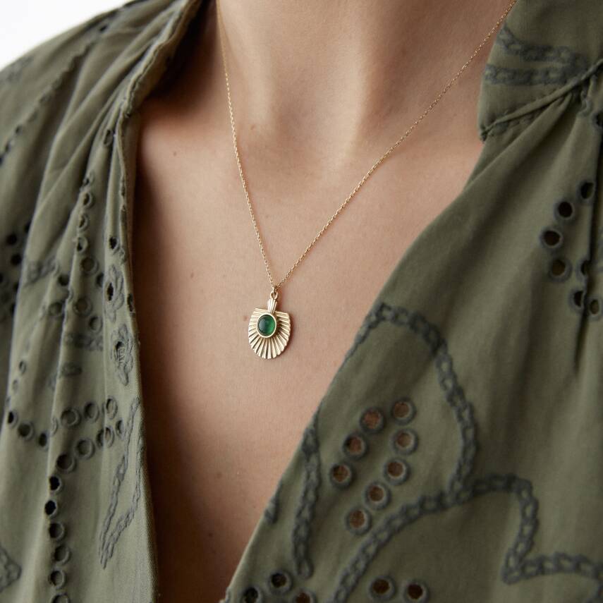 Altın Yeşil Taşlı Göz Kolye - Semih Haşhaş Kuyumculuk