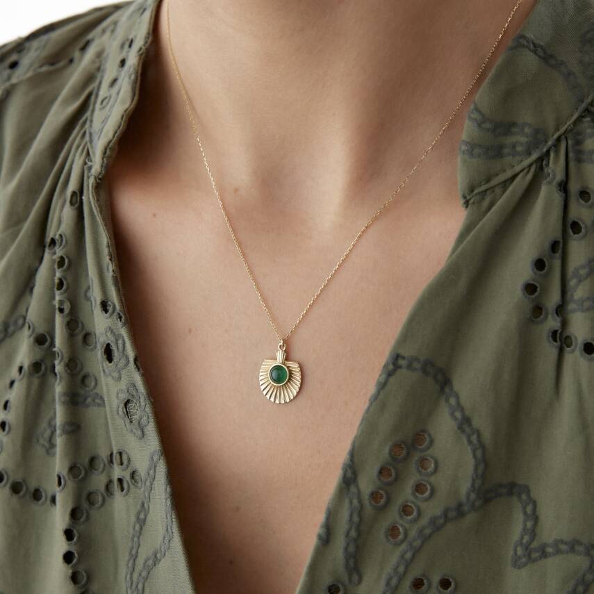 Altın Yeşil Taşlı Göz Kolye - Semih Haşhaş Kuyumculuk (1)