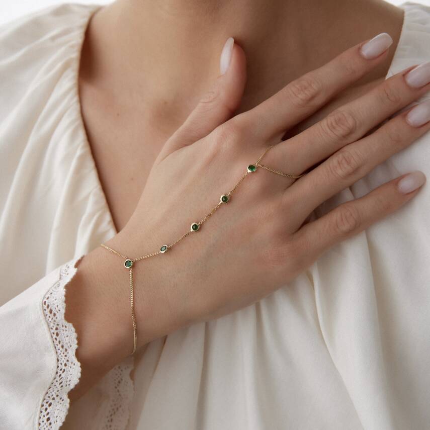 Altın Yeşil Taşlı Şahmeran - Semih Haşhaş Kuyumculuk