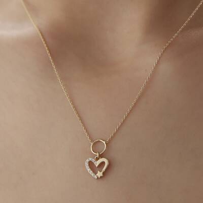 Altın Yıldızlı Kalp Kolye - 3