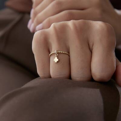 Altın Yonca Sallantılı Yüzük - 2