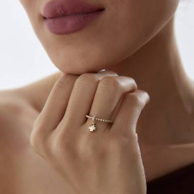 Altın Yonca Sallantılı Yüzük - 1