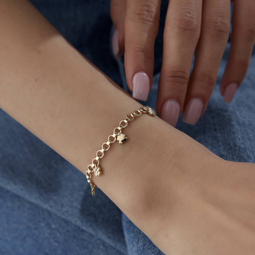 Altın Yoncalı Şans Bilekliği - Semih Haşhaş Kuyumculuk