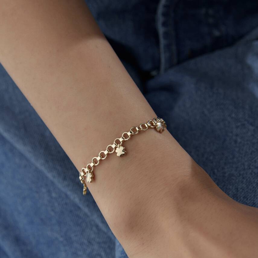 Altın Yoncalı Şans Bilekliği - 3