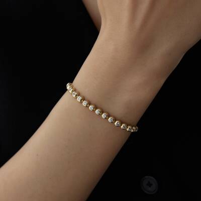 Altın Yuvarlak Su Yolu Bileklik - 1